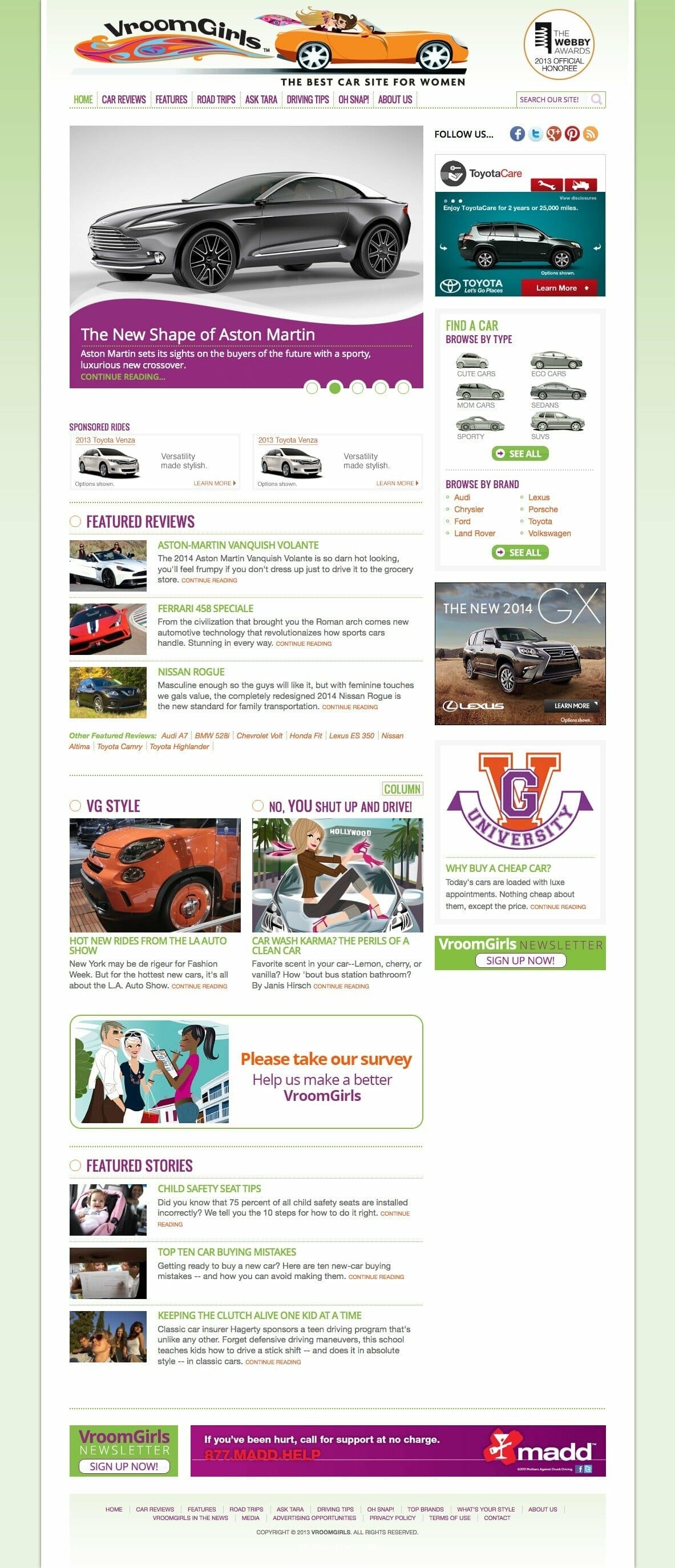 VroomGirls website homepage